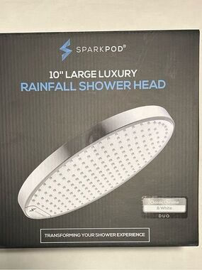 Classic Chrome & White 10" Large Luxury Rainfall Shower Head